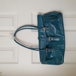 Currency Ladies Teal Leather Handbag